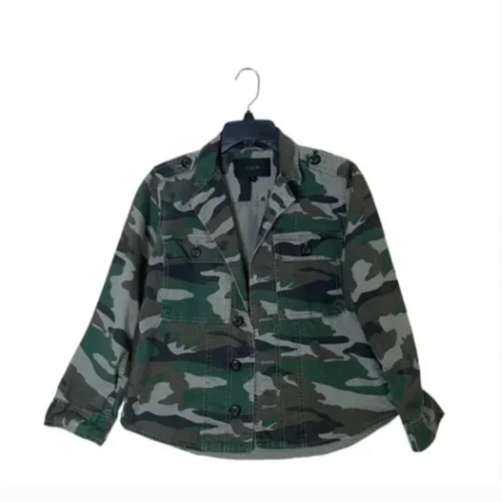 J. Crew Camouflage Button Up Utility Shirt Jacket Size Xs